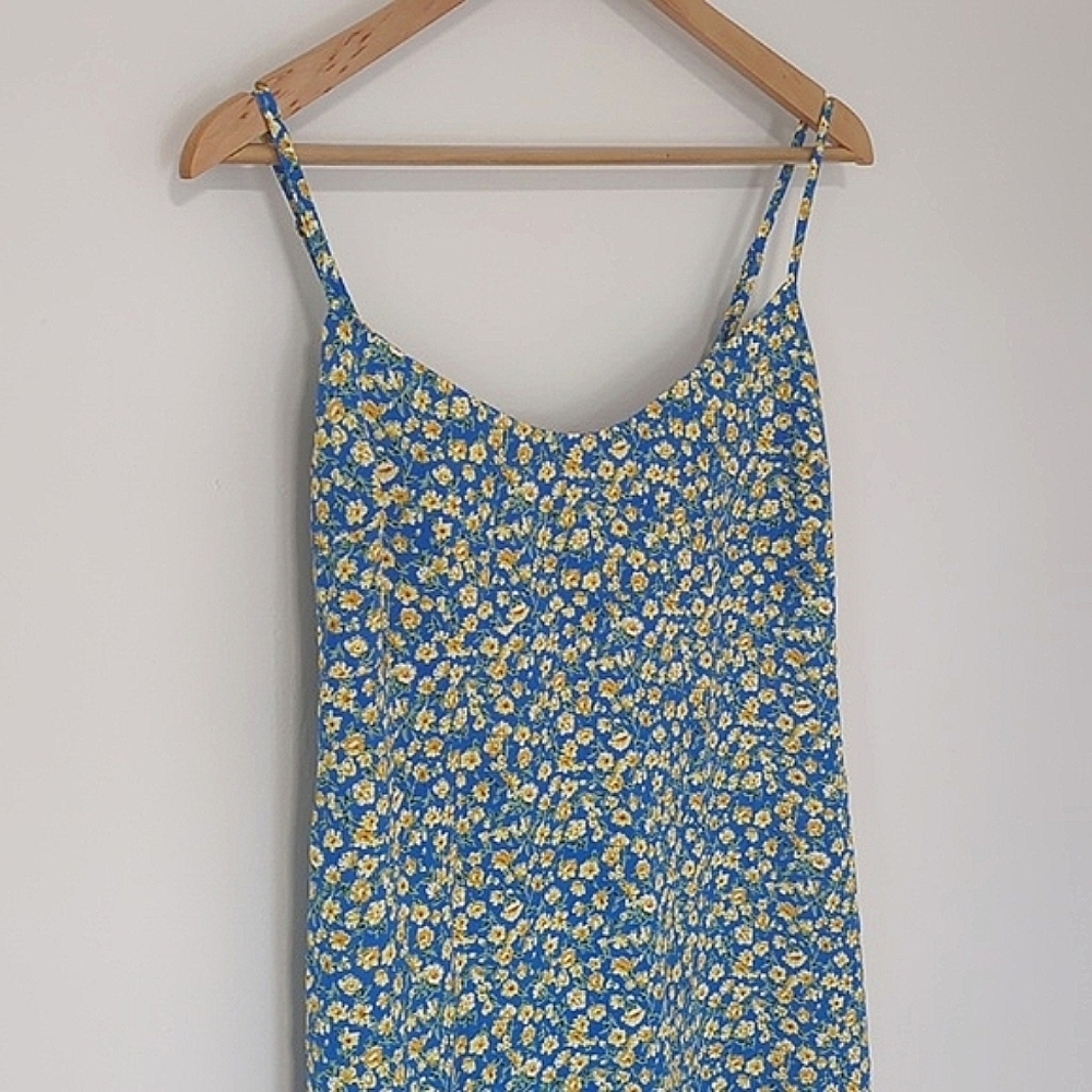 Lulus Blue Floral Print Cutout Midi Dress - Picture 6 of 12